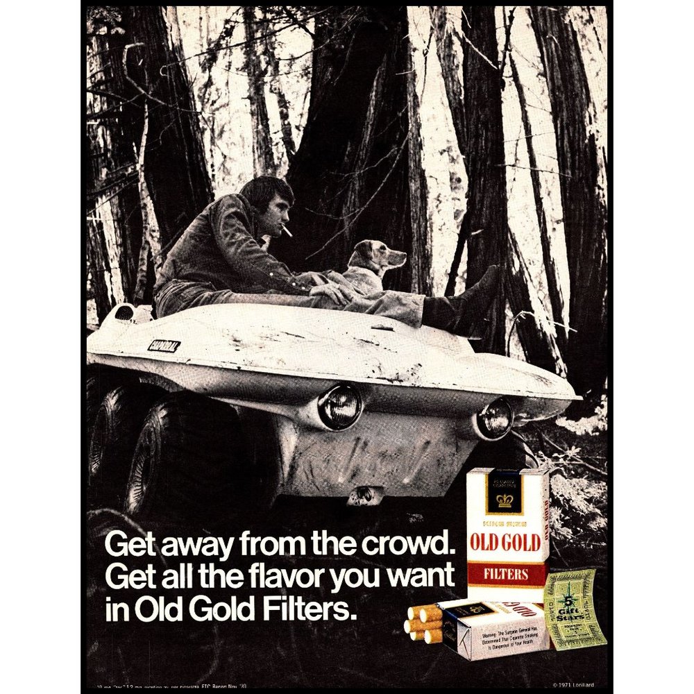 1971 Old Gold Cigarettes Chaparral 6x6 Amphibious ATV Vintage Print Ad Wall Art